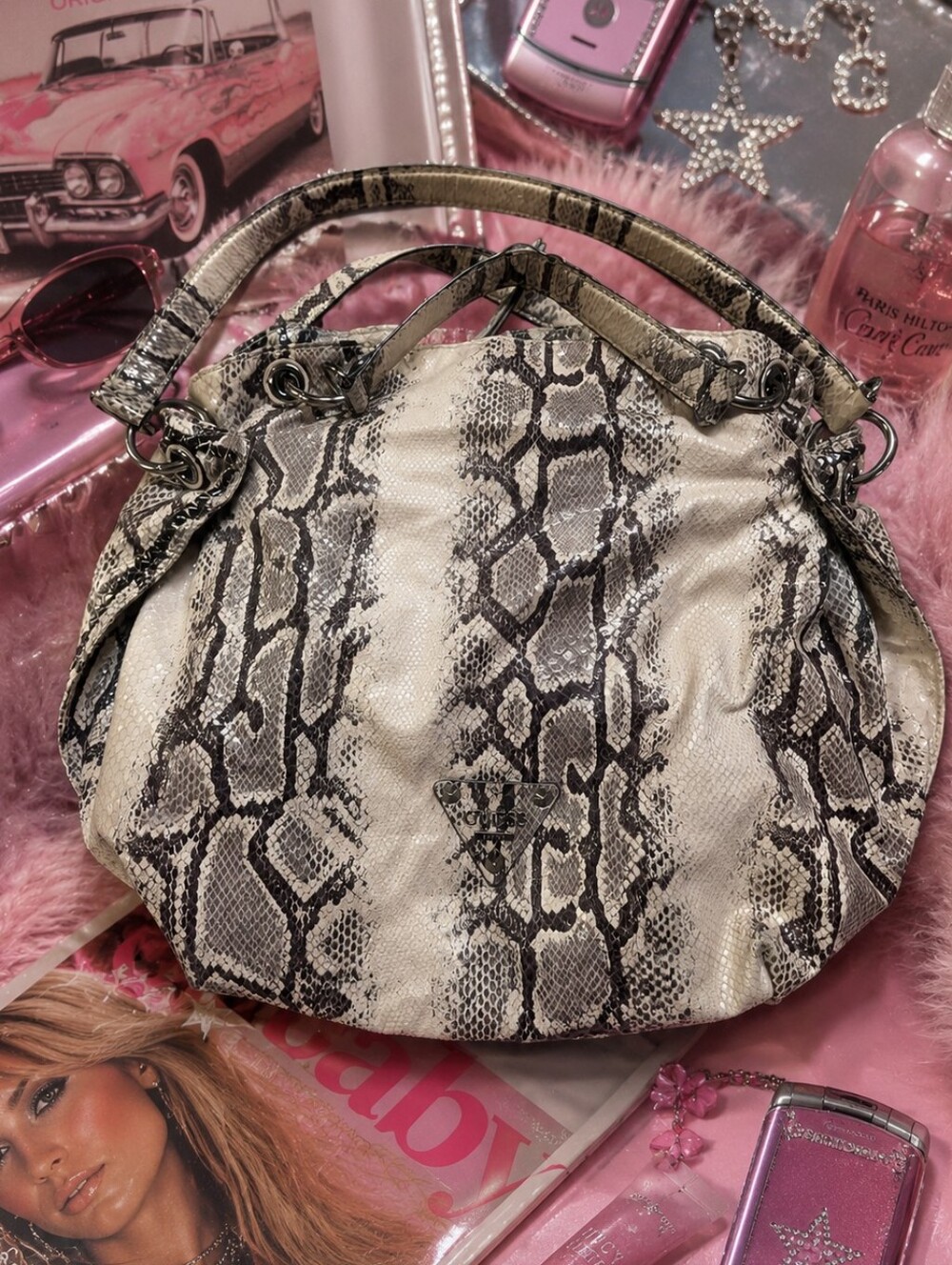 GUESS Snakeskin Print Shoulder Bag / Hobo Purse